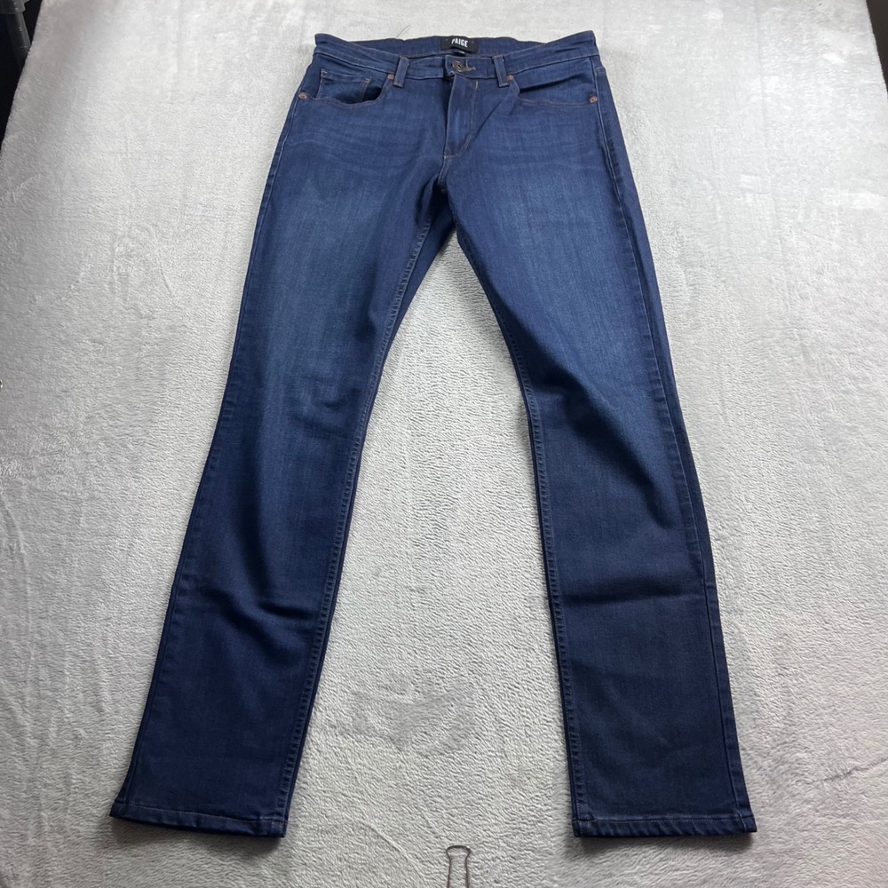 Paige Lennox Slim Fit Jeans Mens 32 Dark Wash Indigo Blue Transcend Denim USA